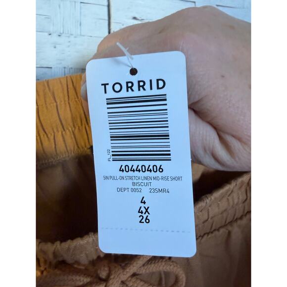Torrid women’s shorts mustard yellow drawstring packets linen blend plus size - Picture 7 of 14